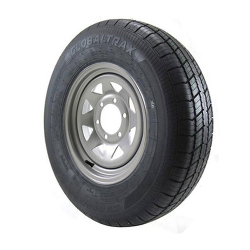 ST205/75R15 GlobalTrax Trailer Tire LRC on 6 Bolt Silver Spoke Wheel (JG)