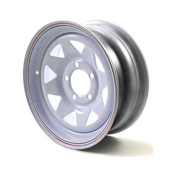 14X5.5 5-Lug on 4.5" White Spoke Trailer Wheel (JG - SELL DEX FIRST)