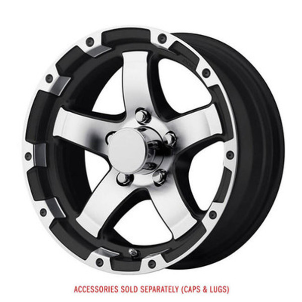 Sendel 15x6 5-lug on 4.5" Aluminum T08 Black Machined Lip and Spoke - T08-56545BMLS