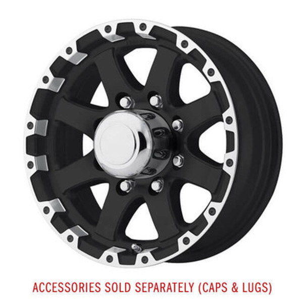 Sendel 16X6 8-Lug on 6.5" Aluminum T08 Trailer Wheel - Black with Machined Lip - T08-66867MBML
