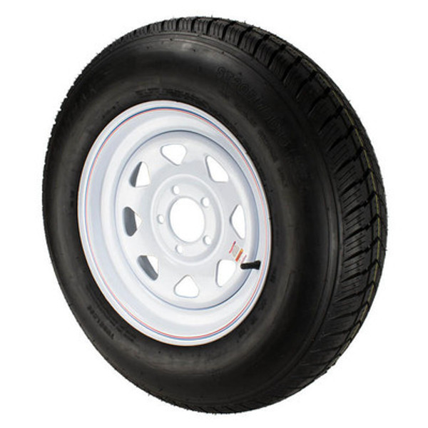 ST205/75D15 GlobalTrax Trailer Tire LRC on 5 Bolt White Spoke Wheel-JG