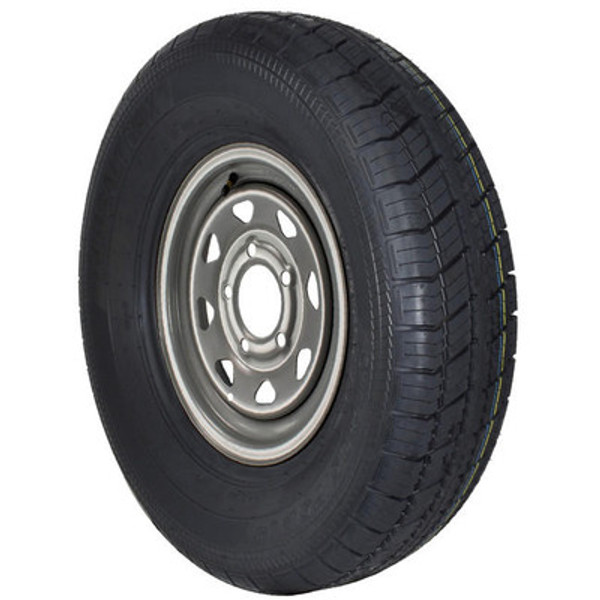 ST205/75R15 GlobalTrax Trailer Tire LRD on 5 Bolt Silver Spoke Wheel-JG