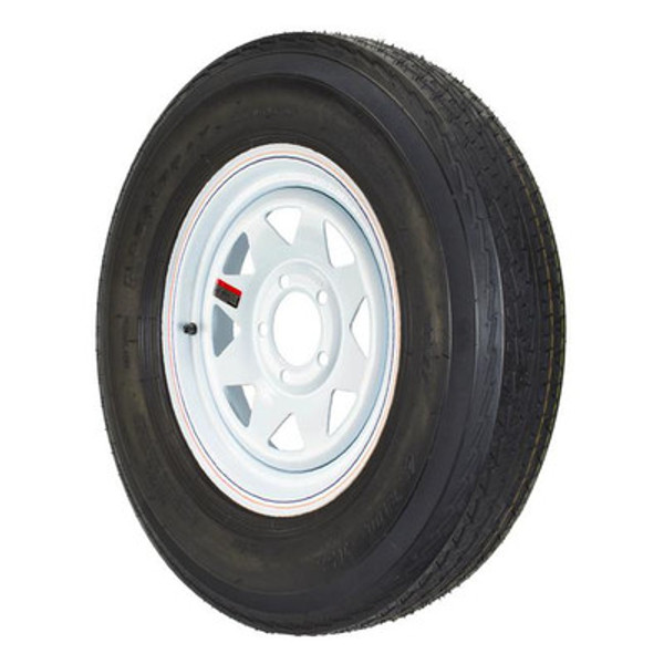 GlobalTrax 4.80X12 GlobalTrax Trailer Tire LRB on 5 Bolt White Spoke Wheel
