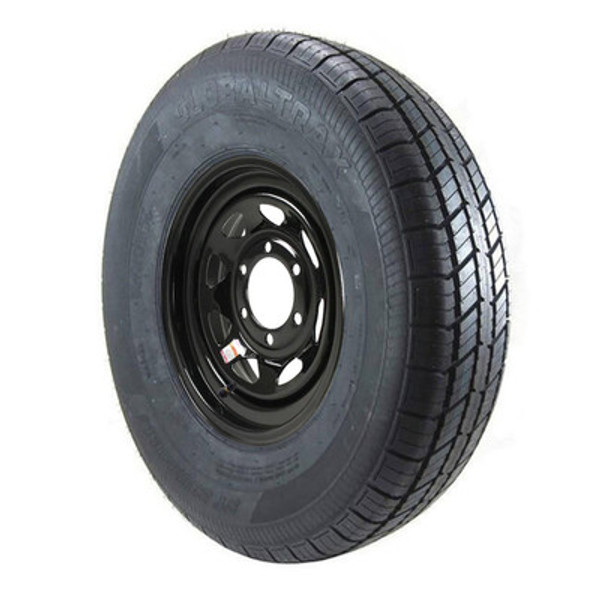 ST235/80R16 GlobalTrax Trailer Tire LRE on 6 Bolt Black Spoke Wheel