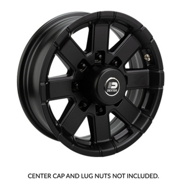 16x6 8-Lug on 6.5" +12.5mm Offset Aluminum Series 07 Trailer Wheel - Full Painted Black - 0766865HDFPB+OS