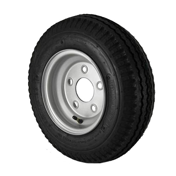 4.80X8 Loadstar Trailer Tire LRC on 5 Bolt Silver Wheel