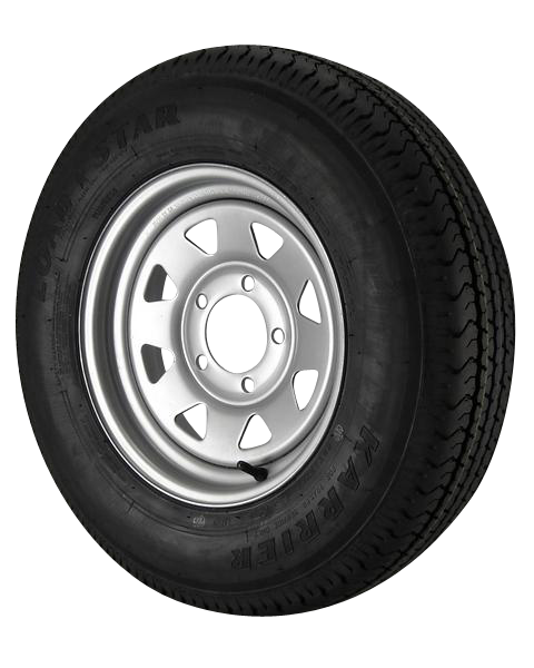 ST175/80R13 Loadstar Trailer Tire LRC on 5 Bolt Silver Spoke Wheel