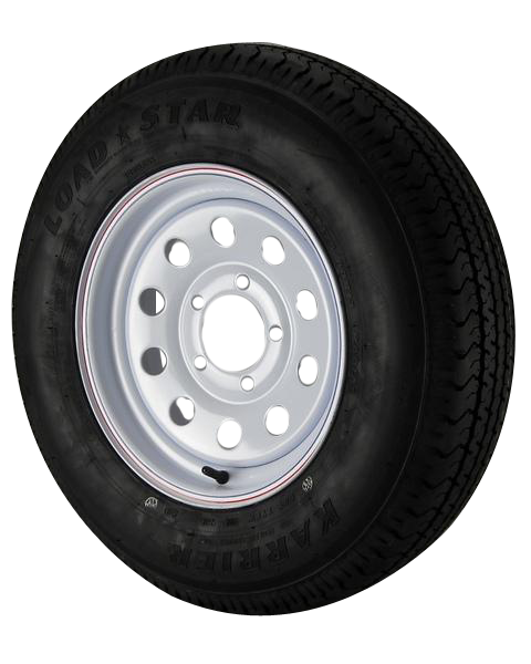 ST175/80R13 Loadstar Trailer Tire LRC on 5 Bolt White Mod Wheel