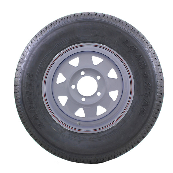 ST175/80R13 Loadstar Trailer Tire LRD on 5 Lug White Spoke Wheel