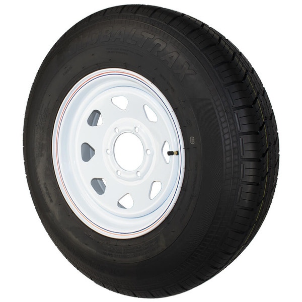 ST235/80R16 Globaltrax Trailer Tire LRE on 8 Bolt White Spoke Wheel