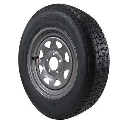 ST205/75D15 GlobalTrax Trailer Tire LRC on 5 Bolt Silver