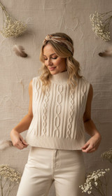 SLEEVELESS HIGH NECK CABLE TOP