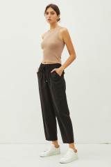 HIGH RISE ELASTIC DRAWSTRING ANKLE PANTS