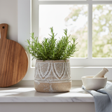 BOHO EMBOSSED TERRACOTTA PLANTER - RUSTIC TEXTURED CLAY FLOWER POT