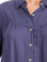 LONG SLEEVE BUTTON UP LINEN BLOUSE TOP