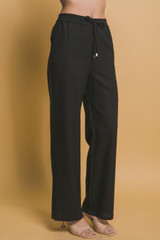 DRAWSTRING WAIST LINEN PANTS