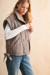 LACE CROCHET TRIM PUFF VEST