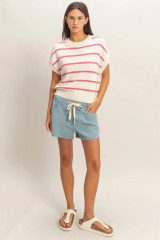 STRIPED CREW NECK KNIT TOP (Updating)