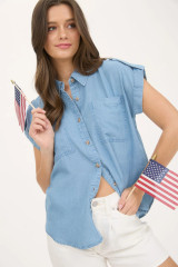 COLLARED TAB SLEEVE DETAIL SHIRT