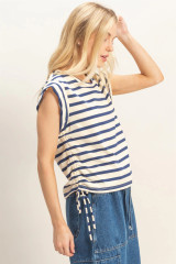 STRIPED SLEEVELESS TIE SIDE TOP