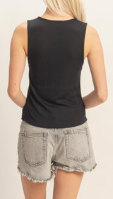 HOOK AND BUTTON FRONT SLEEVELESS TOP