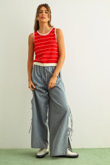 SHORT SLEEVE WIDE PINSTRIPED TANK TOP (Updating)