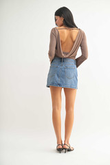 MICRO DENIM SKIRT WITH SLIT