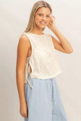 SLEEVELESS TEXTURED TOP WITH SIDE STRAPS (Updating)