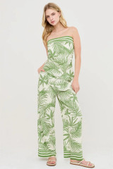 LEAF PRINT STRAPLESS TOP