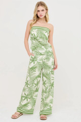 LEAF PRINT WIDE-LEG PANTS