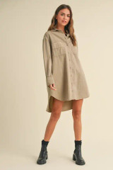 WASHED BUTTON DOWN SHIRT DRESS (Updating)