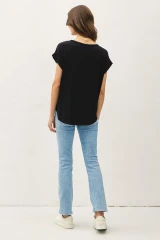 BAMBOO ROUND NECK CAP SLEEVE BASIC TOP