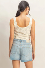 FLORAL TIE FRONT CORSET TOP