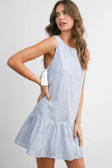 SIDE TIE GINGHAM FLOUNCE MINI DRESS (Updating)