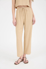 PINSTRIPE STRAIGHT LEG LINEN PANTS
