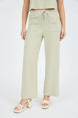 FRONT POCKET DETAIL LINEN PANTS