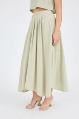 PLEATED HANDKERCHIEF LINEN MAXI SKIRT