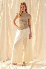 CRINKLED FABRIC SHIRRING DETAIL CAP SLEEVE TOP (Updating)