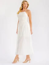 OPEN BACK SMOCK FRONT POCKETS SIDE SLIT MAXI DRESS