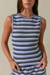 ROUND NECK SLEEVELESS STRIPE TOP