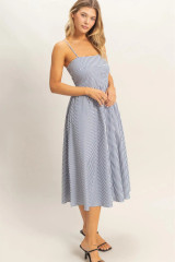 STRIPED SPAGHETTI STRAP MIDI DRESS