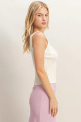RIBBED V NECK TANK TOP