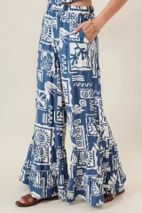 ABSTRACT PRINTED BOTTOM RUFFLE PANTS