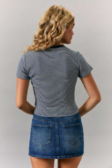 STRIPE SHORT SLEEVE ROUND NECK TOP (Updating)