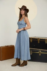 WASHED CORSET DETAIL MIDI DRESS