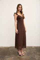 POLKA DOT FLOCK SWEETHEART MIDI DRESS