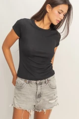 POINTELLE SHORT SLEEVE BASIC TOP