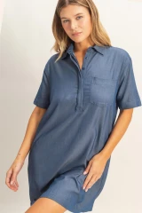 COLLARED MINI SHIRT DRESS