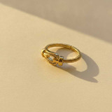 GOLD PLATED CABLE BAND BUCKLE STATEMENT RING