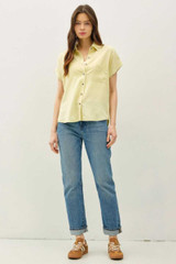 SHORT DOLMAN SLEEVE BUTTON DOWN SHIRT